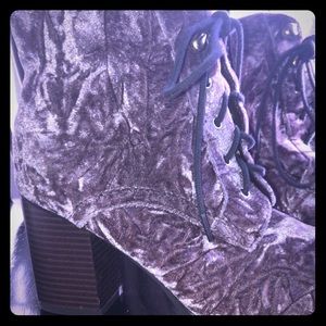 purple swayed booties